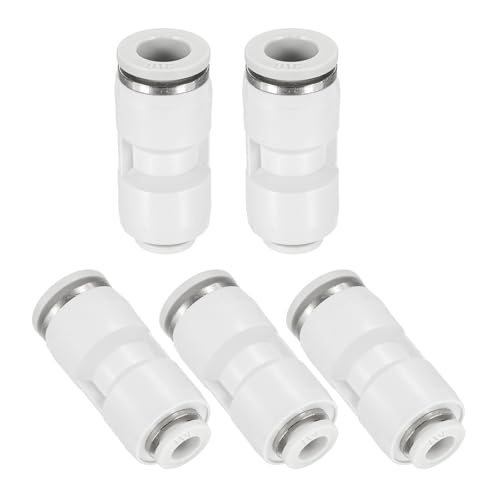 Image of sourcing map 5 Pcs Push to Connect Fittings Reducing 3/8" Tube OD x 1/4" Tube OD Straight Pneumatic Quick Connector for Water Oil Gas Air Hose Line Pipe, White
