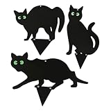 Par trois silhouettes réalistes aux yeux en verre de couleur léger pour produire la combinaison ultime de contrôle des animaux pour effrayer les chats, les rongeurs, les oiseaux, les lapins, les écureuils, gardez votre jardin et votre cour sans intrus