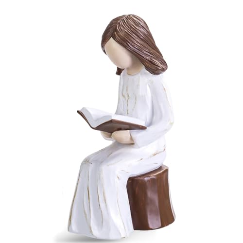 SIGUEJOR Hand-Painted Resin Sculpture - Book Lover's Gift | Perfect for Graduates, Students, Teachers, and Caregivers | Unique Library Keepsake (Sitting)