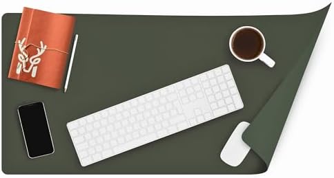 Modica® Lindos - Deri Mat, Masa Pedi, Büyük Mouse Pad, Ofis için Mat, Su Geçirmez Mat, Ofis ve Ev için Deri Pedi, Gaming Masa Matı, Masaüstü için Masa Koruyucu Pedi (75 cm x 34 cm x 1,3) (Haki) - Görsel 4