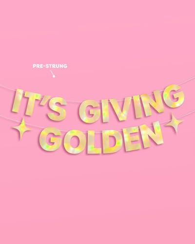 Image of xo, Fetti It's Giving Golden Banner - Gold Foil | 6 Ft. | Birthday Sign, Bachelorette Party Background, Metallic Bday Decorations