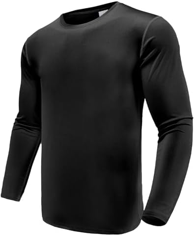 Boyzn 1 Pack Long Sleeve T Shirts for Men Dry Fit Moisture Wicking Long Sleeve Shirts Athletic Workout Shirts for Running Black-M