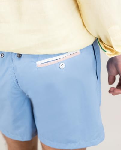 Bañador Liso Garment Dyed Azul El Ganso de algodón ligero 5