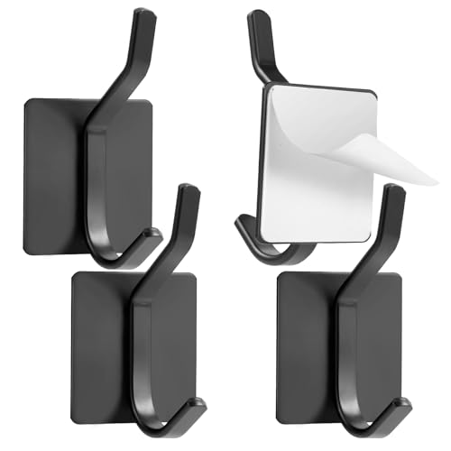 Vinabo 4 - teilige Klebehaken, Starke Selbstklebende Doppelhaken Für Schränke, Türen, Wände, Ohne Bohren, Rostfrei (schwarz) Vinabo 4 - teilige Klebehaken, Starke Selbstklebende Doppelhaken Für Schränke, Türen, Wände, Ohne Bohren, Rostfrei (schwarz)