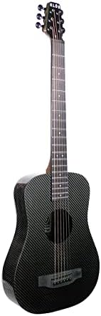 KLOS Travel Deluxe, Durable Carbon Fiber Acoustic Electric Guitar - Black with Gig Bag, Strap, Capo, and more
