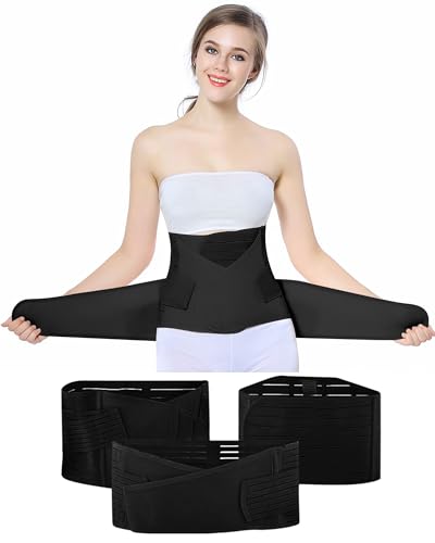 Image of OKPOW Postpartum Belly Band Wrap: 3 In 1 Abdominal Binder Post Surgery – C Section Recovery Band Support Belt