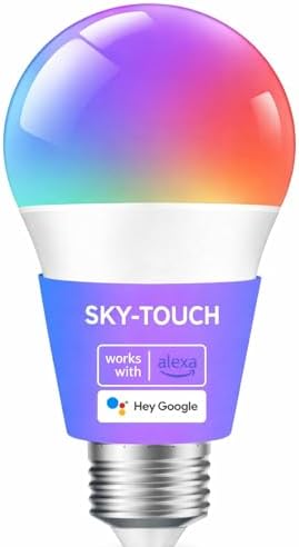 SKY-TOUCH 1Pcs Smart Led Bulb with Alexa WiFi, Google Assistant Home App, Smart WiFi and Bluetooth E27 Remote RGB Control Color Bulbs, AC 190-24V,50/60HZ,10W,2700k-6500K