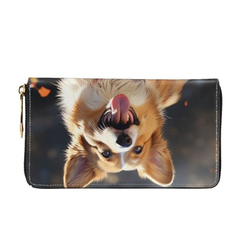 Cute Corgi Dog Leather Wallet for Women Long Coin Purse Ultra Slim Credit Cards Holder Bifold Clutch4