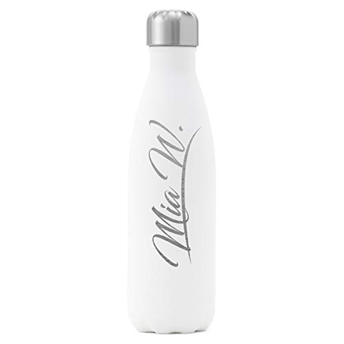 Sofia's Findings Personalized | Custom Engraved Water Bottle | Groomsmen Gift | Double Wall Stainless Steel Vacuum Insulated Water Bottle | Keeps Your Drink Hot & Cold | 17 Oz (500 ml) (White)