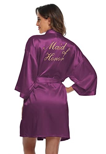 Image of Super Shopping-zone Women's Pure Bride Robes Embroidery Bridesmaid Robes Bridal Party Kimono Robe Wedding Sleepwear
