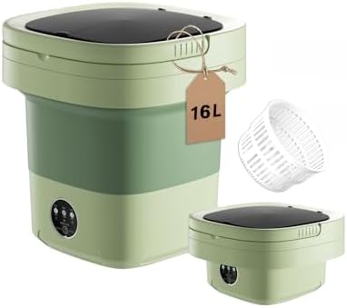 Portable Washing Machine, 16L Large Capacity Laundry Washer Cleaning for Underwear, Baby Clothes, Shirts,Small Delicates. Foldable Mini Washer and Dryer Combo for Apartment,Hotel,Camp,RV,Travel(Green)
