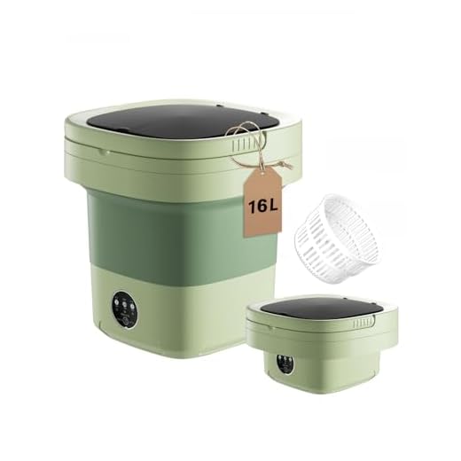 Portable Washing Machine, 16L Large Capacity Laundry Washer Cleaning for Underwear, Baby Clothes, Shirts,Small Delicates. Foldable Mini Washer and Dryer Combo for Apartment,Hotel,Camp,RV,Travel(Green)