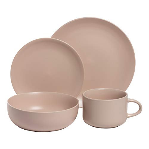 10 Strawberry Street Wazee Matte Coupe Dinnerware Set, 16 Pc, Blush Pink #TOP1