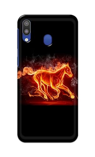 Image of PRINTFIDAA Printed Hard Back Cover Case for Samsung Galaxy M20 Back Cover (Fiery Horse) -112