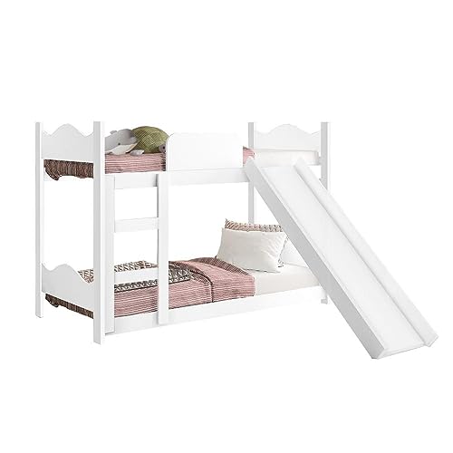 Beliche Cama Solteiro Infantil Escada Escorregador Branco
