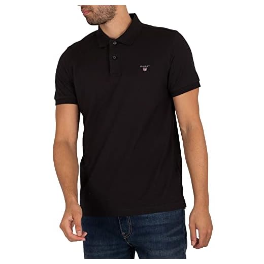 GANT Herren Solid Pique Rugger Poloshirt, Schwarz (Black 5), XXL EU