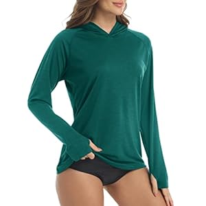 KEFITEVD Women’s Long Sleeve UPF 50+ Performance Shirts Sun Protection Shirt with Hood for Hiking,Camping,Fishing,Running