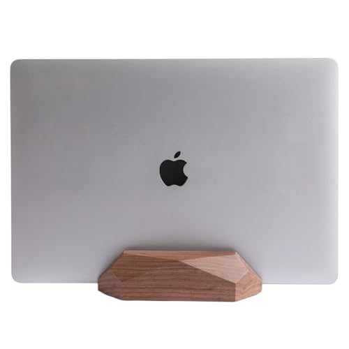 Nuvograin Adjustable Vertical Laptop Stand, MacBook Holder Wood, Wooden Laptop Stand,Vertical Laptop Holder for Desk, Width Adjustable Dock Fits All MacBook/Surface Pro