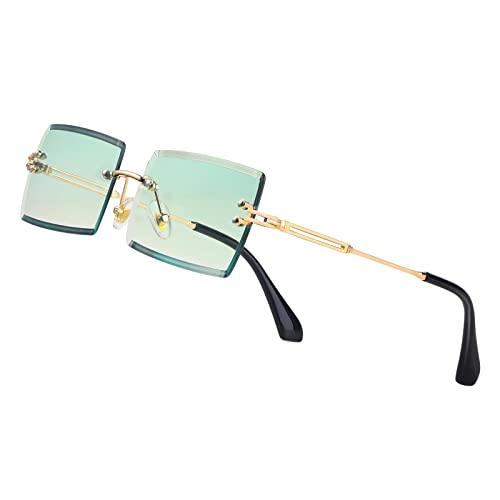 Image of Stylish Small Rectangle Sunglasses Women Men Tinted Frameless Eyewear Ultralight Candy Color Ocean Sun Glasses Shades NP1034