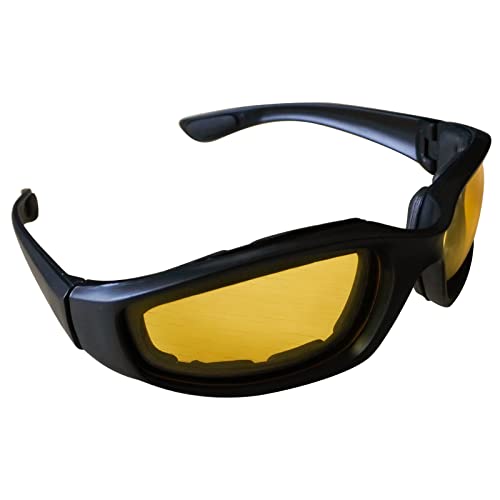 Day And Night Driving Motorcycle Riding Glasses Foam Padded Eyeglass Motocross Goggles Uv Protection Windproof Dustproof Motorcycle Sunglasses Eyewear For Outdoor Activities Sports(Yellow Lens) #TOP5