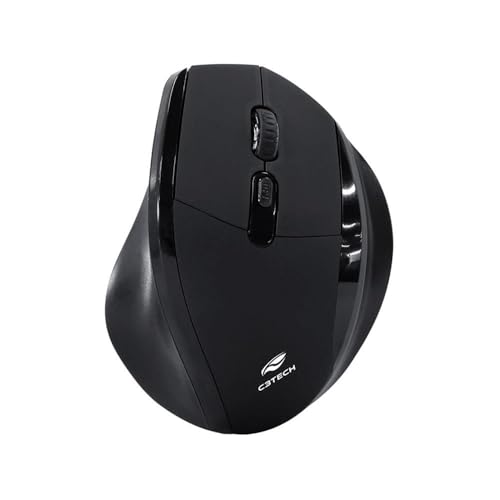 C3Tech Mouse sem fio Preto M-W120BK – formato ergonomico projetado para oferecer conforto, com 6Botoes, ate 1600DPI ajustavel, WIFI