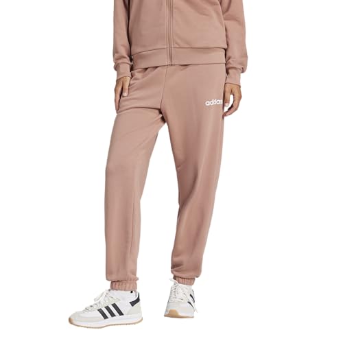 Image of adidas Women's Essentials Linear French Terry Cuffed Pants, Warm Clay/White, XS