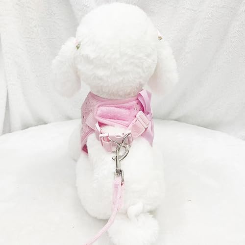 aichilra Hundegeschirr Kleine Hunde, Geschirr Katze mit Diamanten, Weiches Netzgewebe, Atmungsaktive Hundeweste mit Leine, Welpengeschirr für Kleine Hunde, Katzengeschirr, XS