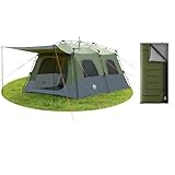VENTILAZIONE ECCELLENTE: La tenda da campeggio con veranda include grandi finestre e una presa d'aria superiore per una ventilazione ottimale. L'apertura regolabile e il design esterno mantengono l'interno fresco e asciutto, ideale per campeggio prolungato.