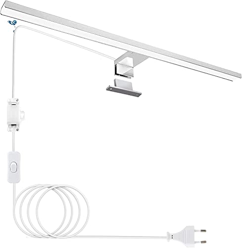 LED Badkamer Spiegel Licht, Hommie LED Spiegellamp 10W 600mm 1200lm IP44 Neutraal wit 4000k, Muur/Kabel Twee Soorten schakelmodus, Badkamerspiegellamp Gemonteerd Op de Spiegel/Aan de Muur/Badkamerkast