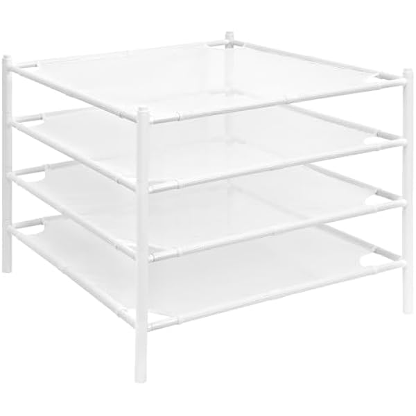 STORAGE MANIAC Sweater Drying Rack, Mesh Clothes Drying Rack, Stackable Laundry Drying Rack, Lay Flat Dryer for Delicates, Portable Dry Rack for Indoor or Outdoor, White, 4-Pack