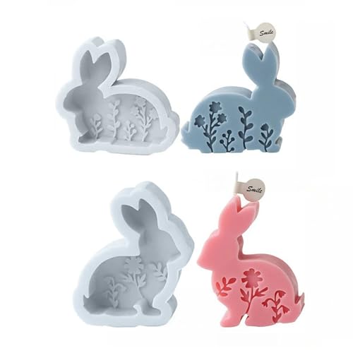 ShanBye Stampo in Silicone Pasqua,2 PCS Stampo in Silicone 3d Coniglietto Pasquale Stampi per Conigli Pasquali Candele Pasquali Stampi per Conigli Pasquale per Realizzare Candele Saponi Artigianato