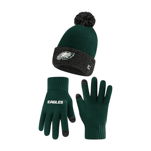 Bonnet d winter NFL bicolore et gants tactiles extra chauds ensemble hivernal unisexe