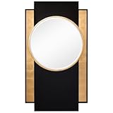 Empire Art Direct Modern Elegance Gold and Black Wall Mirror, Beveled Center Round Mirror Featuring a Black and Gold Foiled Iron Frame, Ready to Hang, Living Room, Bedroom & Office, 65'x37'x3.5'