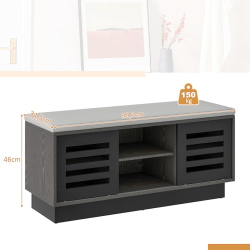 Banc à Chaussures Stable en Bois d'Ingénierie Noir avec Assise Robuste