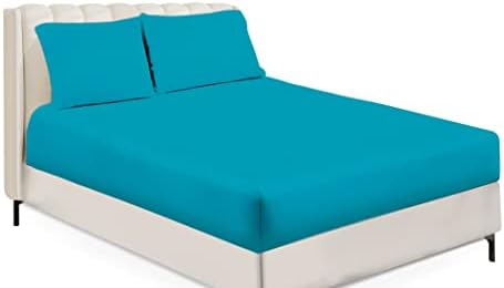 Sapphire Collection Fitted Sheet Non Iron Percale 180 Thread Count Polycotton Plain Fitted Sheets (Double, Cream)