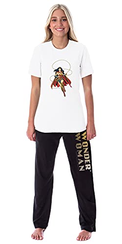Dc Comics Women's Wonder Woman Classic Logo Sleep Pajama Set Top Bottoms (Xxxl) Multicolored #TOP22