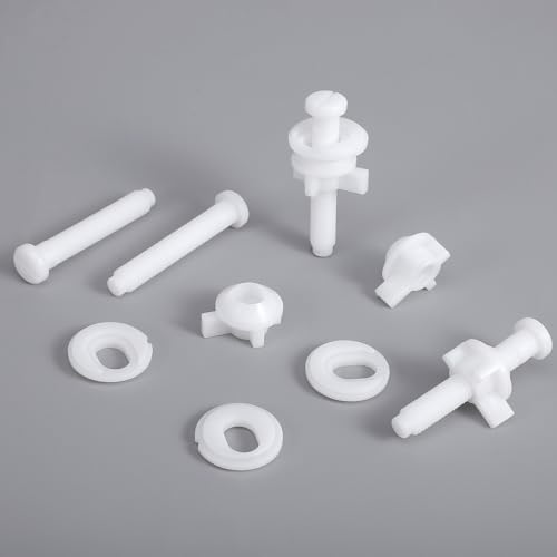 Molain 4 Pack Universal Plastic Toilet Seat Screws Replacement Kit, Toilets Seats Hinge Bolts Screw with Nuts Durable Toilets Nuts and Washers Parts Kit for Fixing The Top Seats