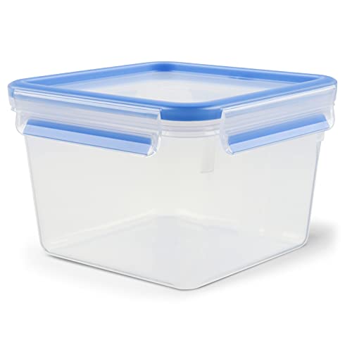 EMSA Clip & Close Frischhaltedose, quadratisch, 1,75 L, mit Deckel, Aufbewahrungsbox, 100 Prozent dicht, spĂĽlmaschinen-, gefrier-, mikrowellenfest, Transparent, Blau, Made in Germany, 508537