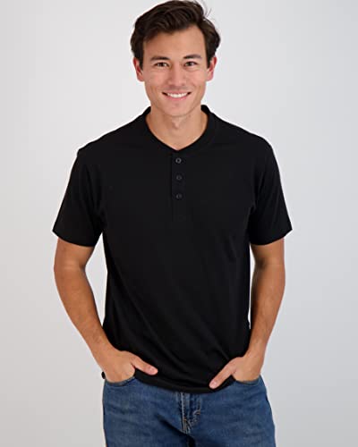 Image of Real Essentials 3 Pack: Mens Casual Long & Short Sleeve Cotton Henley Lightweight Button T-Shirt, Long Sleeve - Set