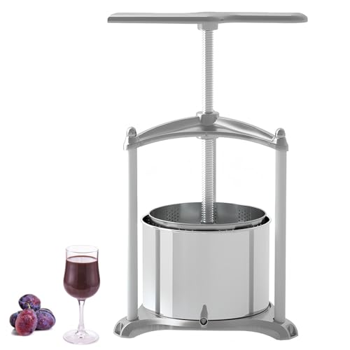 Nicvrea Cheese Tincture Herb Fruit Wine Manual Press - Stainless Steel Press Machine for Juice, Vegetable, Wine, Olive Oil Silver-3L/0.8Gal