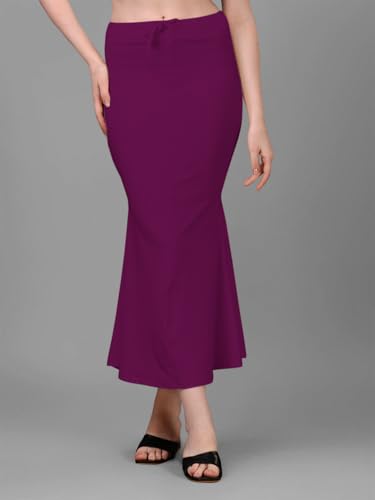 Image of Women's Saree Shapewear Petticoat, Cotton Blend Stretchable Mermaid Skirt, High Waist Tummy Control, Smooth Curve Fit with Adjustable Drawstring
