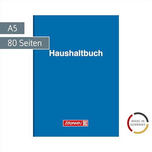 Brunnen 1010161 Geschäftsbuch Haushaltsbuch (Glanzkarton, mit Ausgabenvordruck, A5, 148 x 210 mm, 40) blau