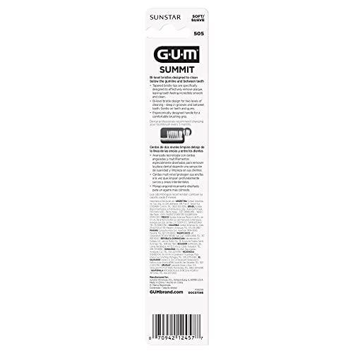 Image of GUM Summit+ Soft Toothbrush, 505ECM12, Compact Head, Soft Bristles, Professional Sample, 1 Count(Pack of 12)