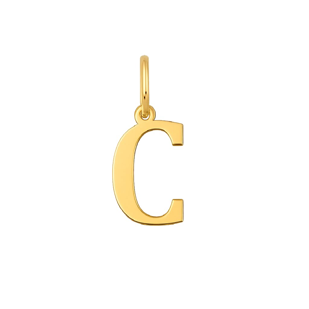 Rodium – Buchstabenanhänger C aus 585er Gelbgold – 14-Karat-Initialen-Anhänger für Halskette oder Armband – Geschenk für Frauen – hergestellt in Italien