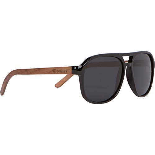 Walnut Wood Sunglasses with Black Polarized Lens for Men