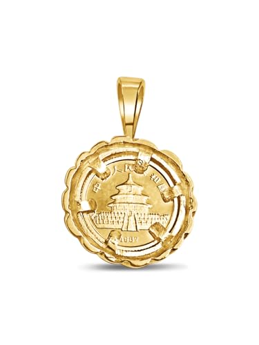 TEX 14k Yellow Gold Fancy Coin Pendant, Chinese Panda Bear Coin