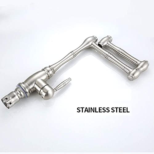 Mitigeur de cuisine pliant anti-encombrement, robinet rotatif inox 304 chaud et froid - 5