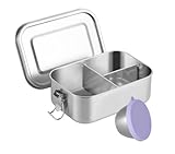 GOLDEN KEY Edelstahl Brotdose Kinder,Lunchbox Edelstahl mit Fächern Dichtung,800ml Bento Box Edelstahl Brotzeitbox Jausenbox Auslaufsichere Spülmaschinenfest für Kindergarten Schule Camping