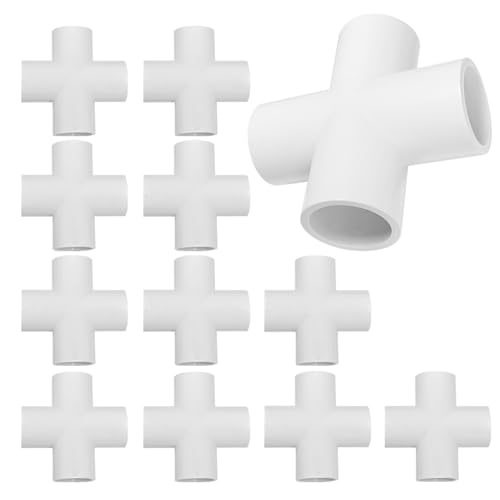 WESUA 4 Way 3/4 SCH40 Flush Cross PVC Fitting Pipe Connector (6 Pack)