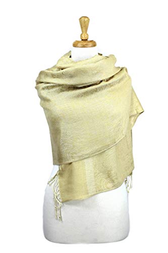 Paskmlna Paisley Jacquard Pashmina Shawl Wrap Scarf Stole (Champagne01828) - Thumbnail 2